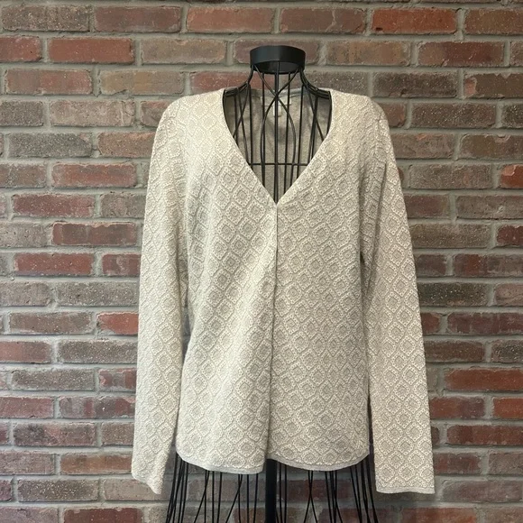NWOT S’ MaxMara Gray & Tan Textured Cardigan w/Silver Sparkles Size Large - Picture 1 of 7